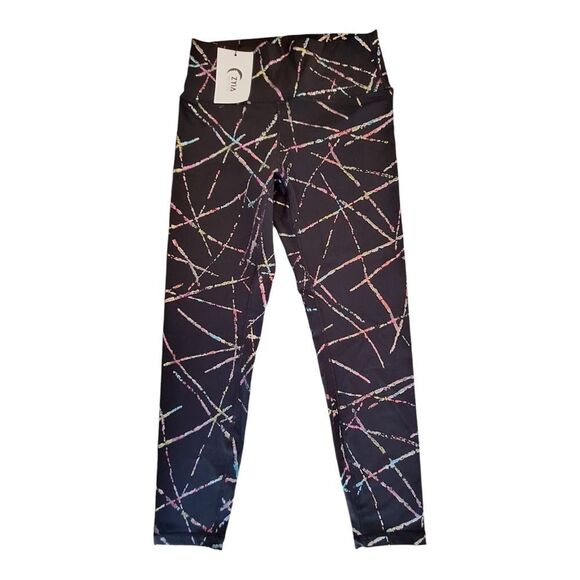NWT Zyia Abstract Hi Rise 7/8 Active Leggings 24" Metallic Tights Size 6 - 8 - Picture 6 of 12